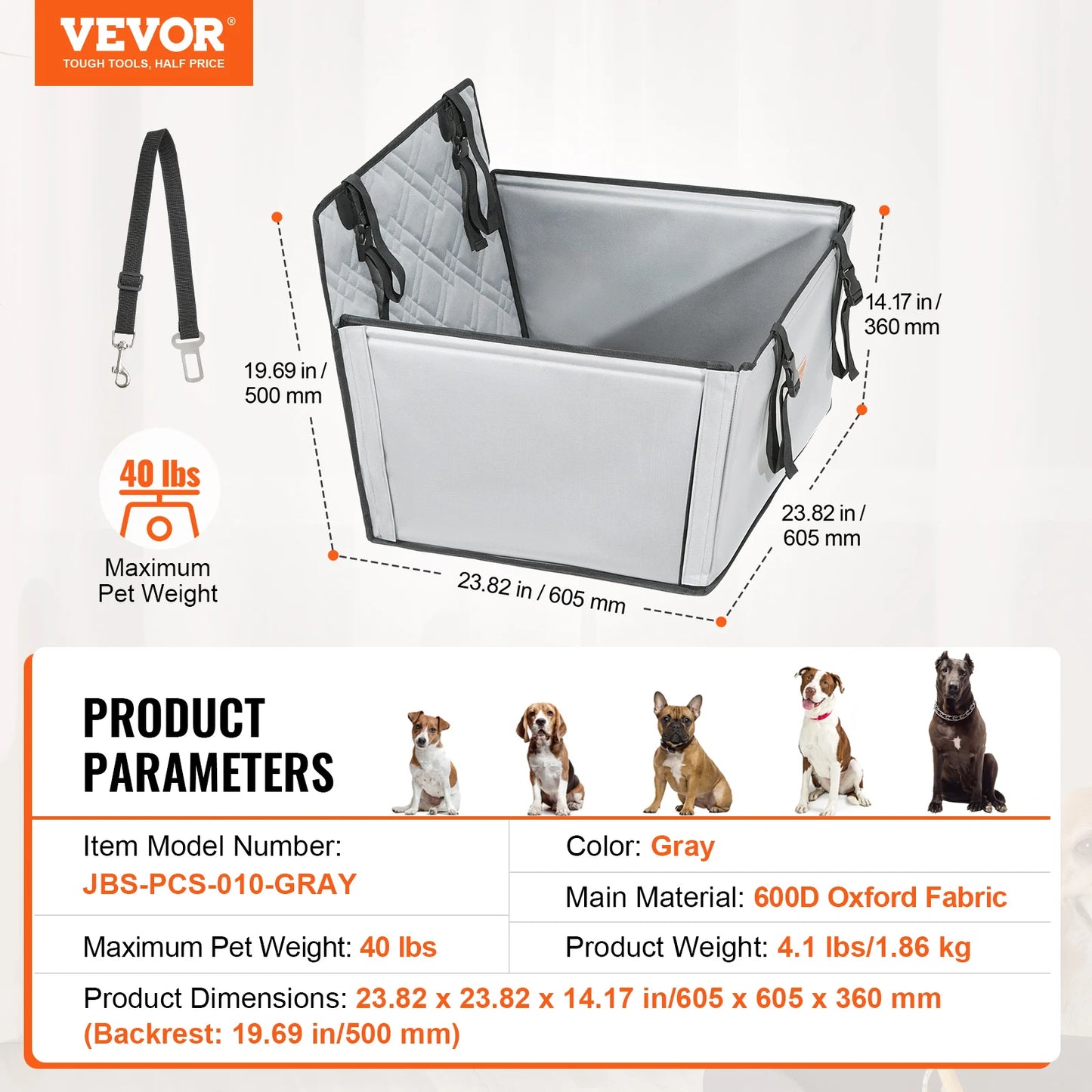 VEVOR Dog Car Seat Waterproof