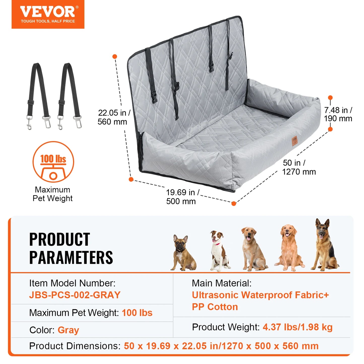 VEVOR Dog Car Seat Waterproof