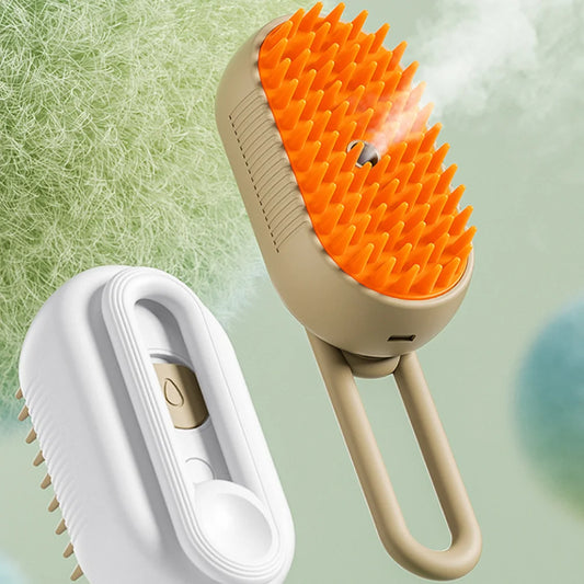 3-in-1 Pet Hair Brush, Steam Spray Massage