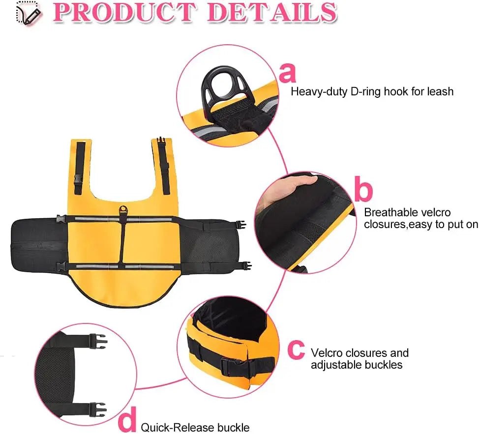 Ripstop Reflective & Adjustable Life Jacket for Dogs