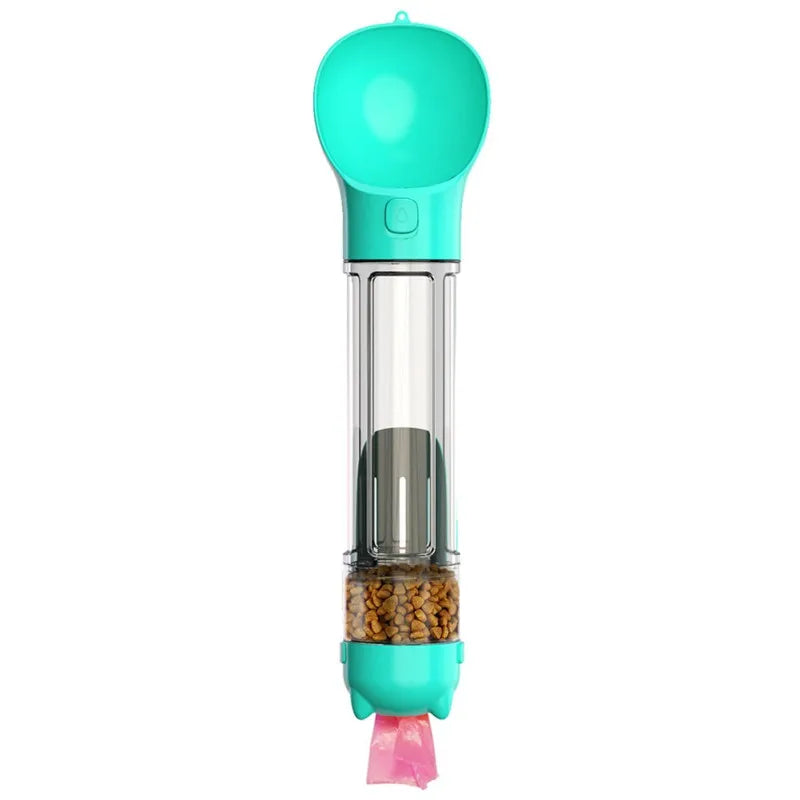 Pet Water Bottle 4 in 1 Portable Dispenser with Dog Whistle, Pet Travel Water Cup with Food Container