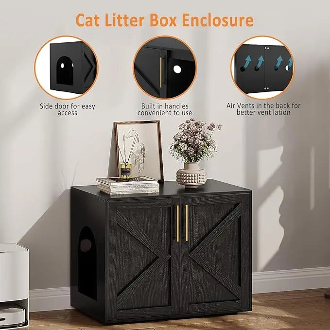 Hidden Litter Box Furniture with 2 Doors