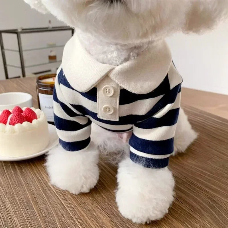 Polo Shirt Summer Striped Pet T-Shirt