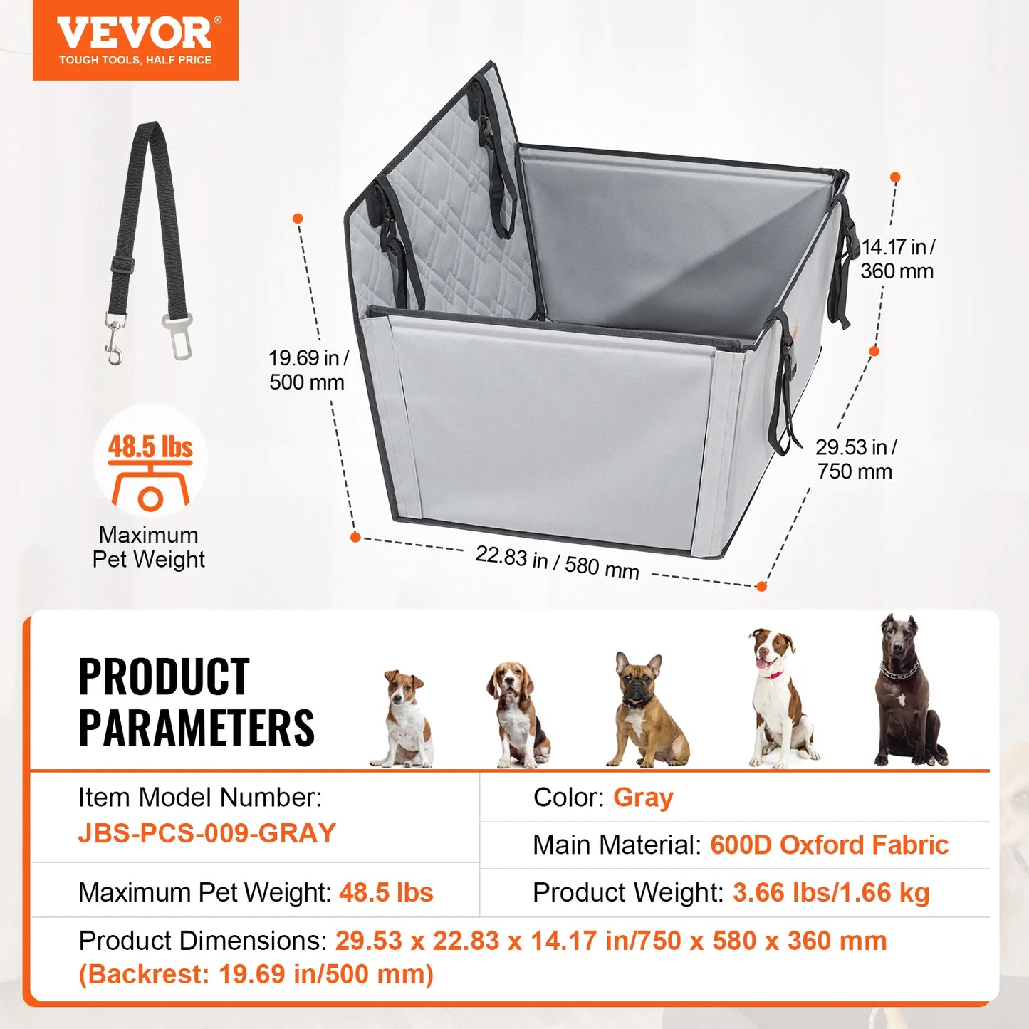 VEVOR Dog Car Seat Waterproof