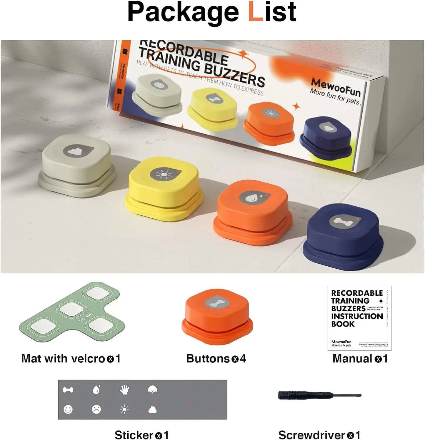Mewoofun Dog Buttons Recordable Starter Pack