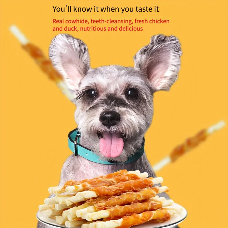 100g/400g(3.53oz/14.11oz) Chicken Wrapped Rawhide Dog Treats