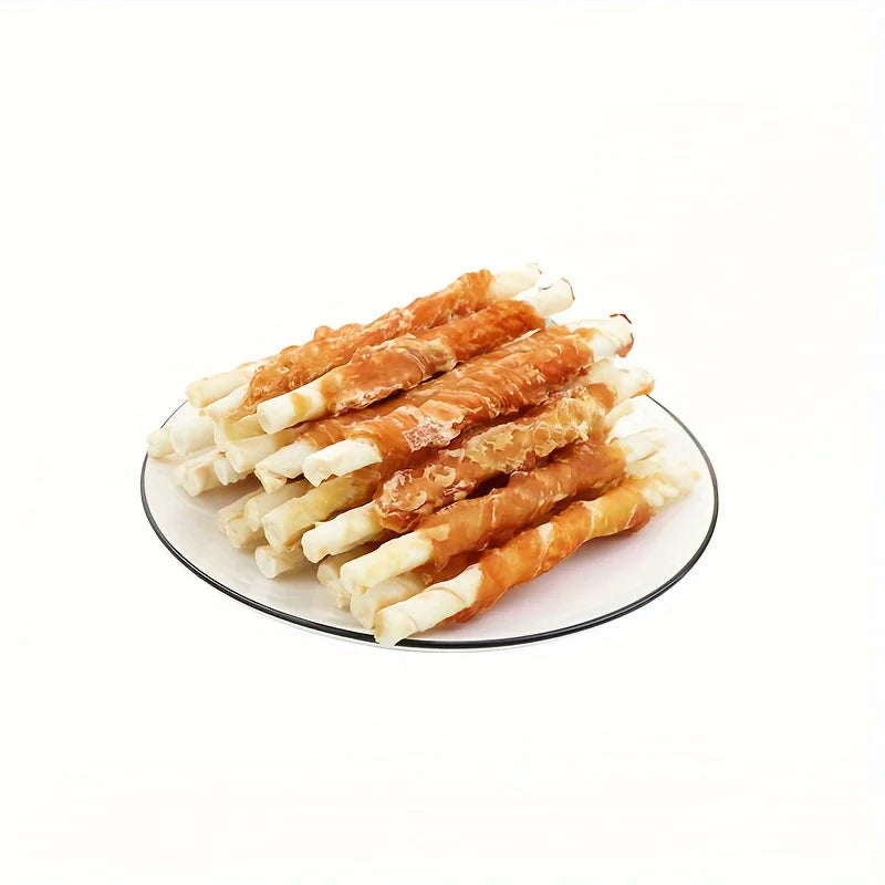 100g/400g(3.53oz/14.11oz) Chicken Wrapped Rawhide Dog Treats