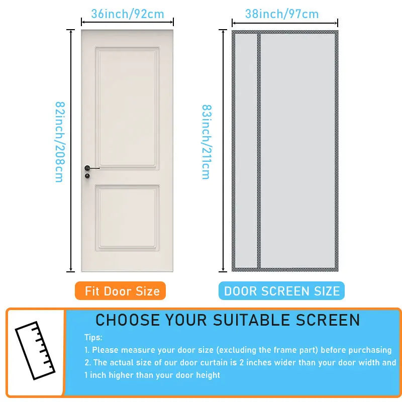 Newest Magnetic Screen Door - Self-sealing, heavy-duty, hands-free mesh partition to keep bugs out - Pet friendly,Let Breez in