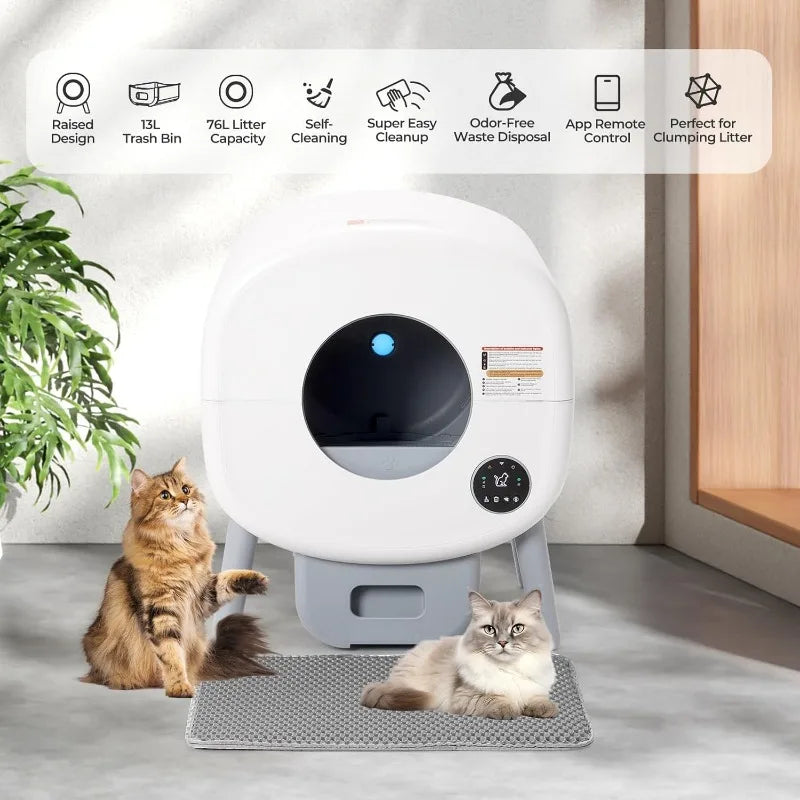 Automatic Litter Box Self Cleaning for Multiple Cats