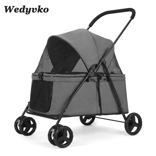 Wedyvko Luxury Pet Stroller 4 Wheels with Brakes