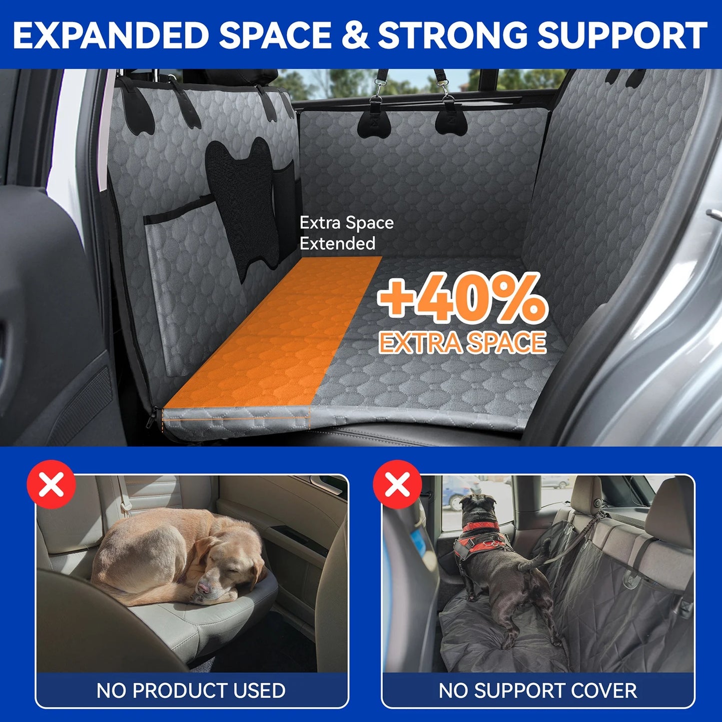 Dog Car Seat Cover (bone type 52 * 25 inch gray)