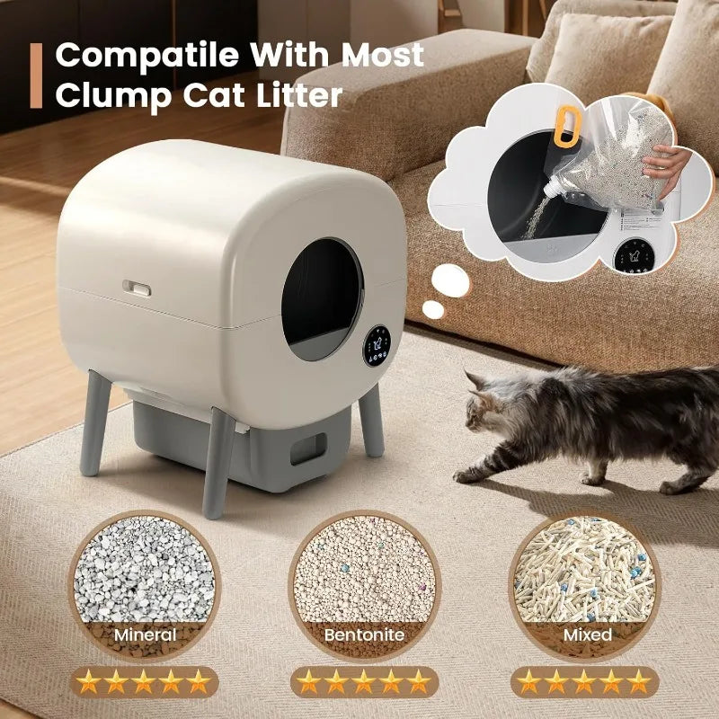 Automatic Litter Box Self Cleaning for Multiple Cats