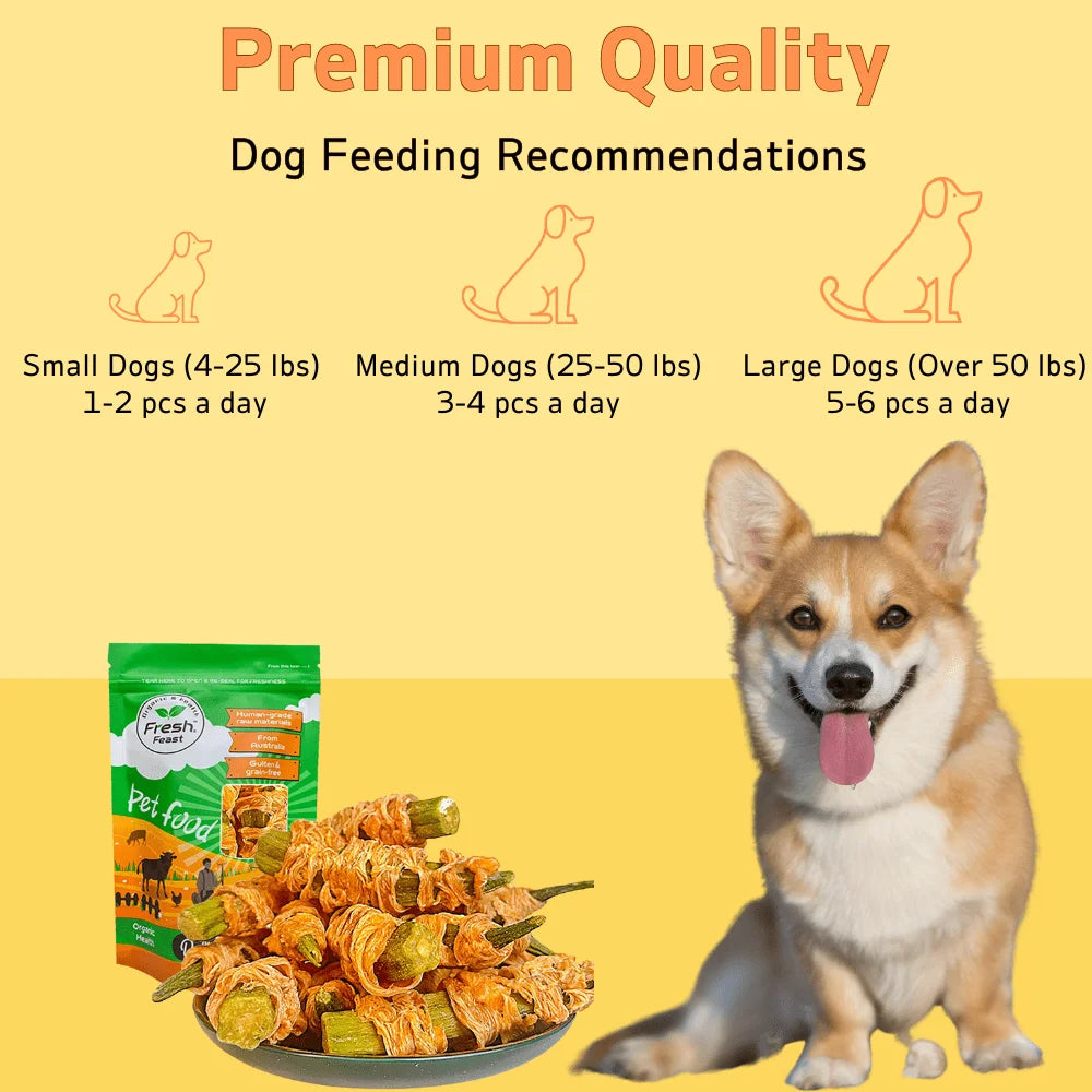Chicken Wrapped Okra, All Natural Ingredients Pet Treats