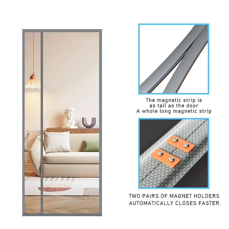 Newest Magnetic Screen Door - Self-sealing, heavy-duty, hands-free mesh partition to keep bugs out - Pet friendly,Let Breez in
